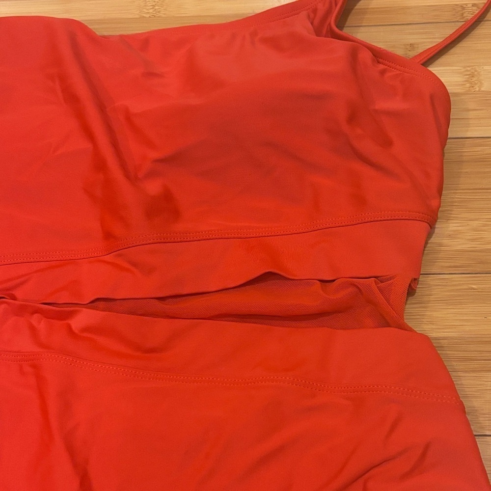 Orange One-Shoulder Women Swim One Piece - Picture 2 of 4